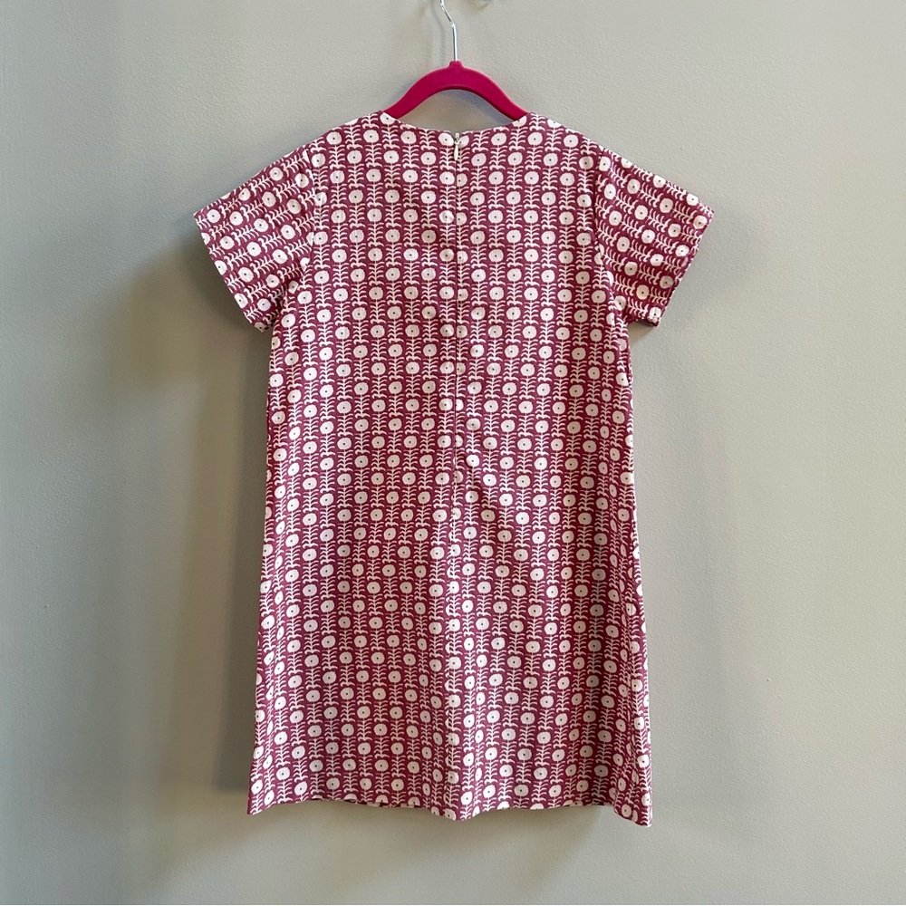 Elephantito Pink and White Short Sleeve Corduroy Floral Dress with Bow, Size 8 - Picture 6 of 7